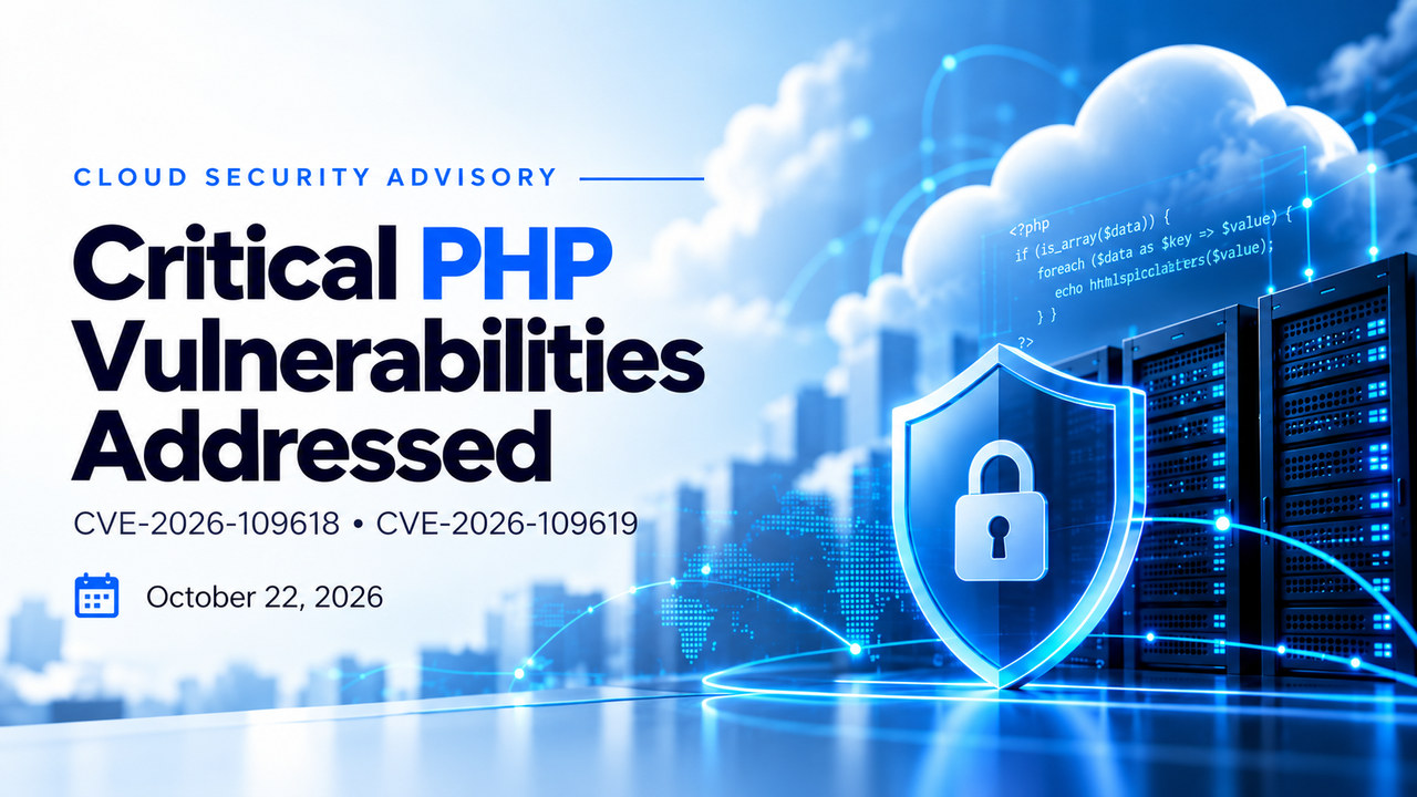 Cloud Security Advisory: Critical PHP Vulnerabilities Addressed. CVE-2026-109618 and CVE-2026-109619. October 22, 2026.